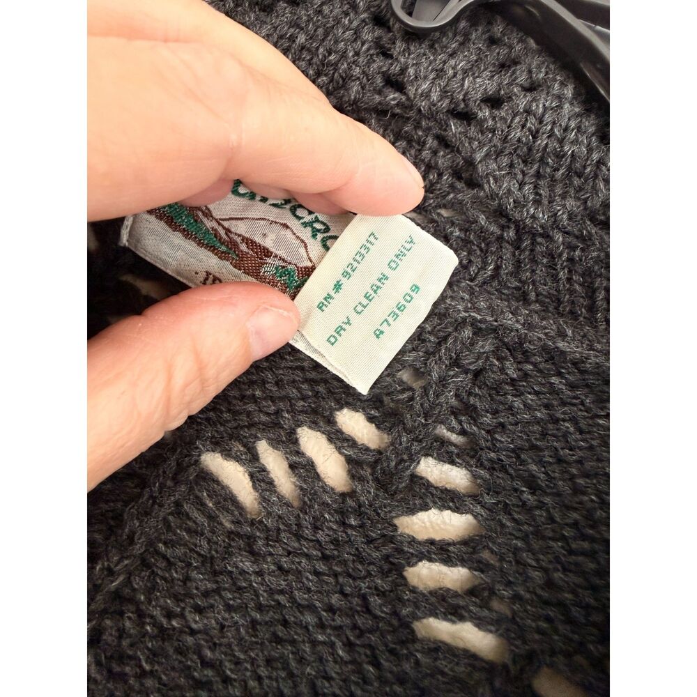 Aran Crafts Merino Wool Button Front Cardigan Made in Ireland Charcoal Gray - Picture 6 of 8